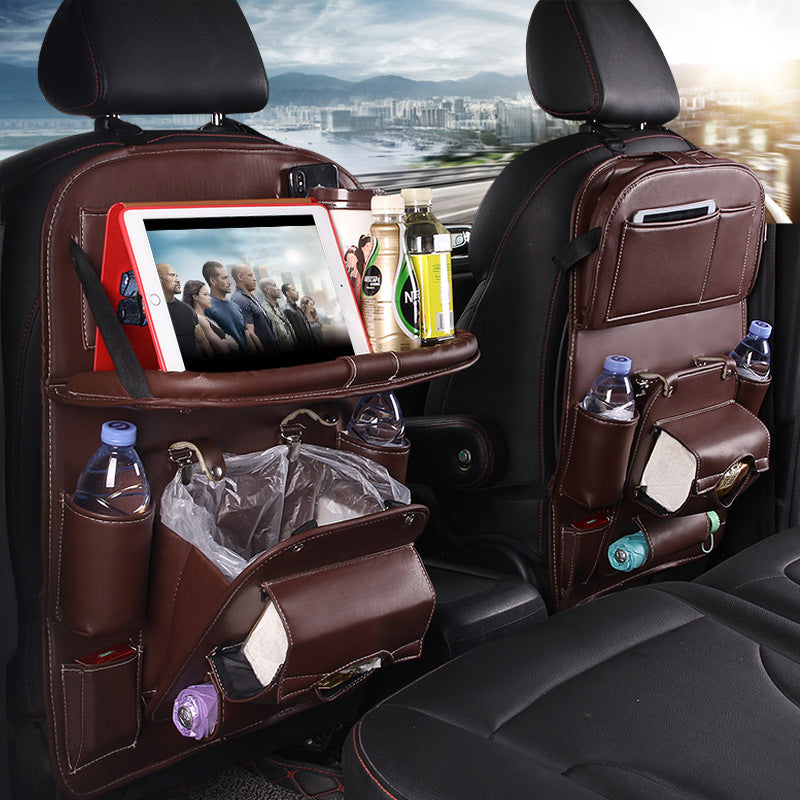 DriveEase™ Leather Seat-Back Organizer & Storage Bag