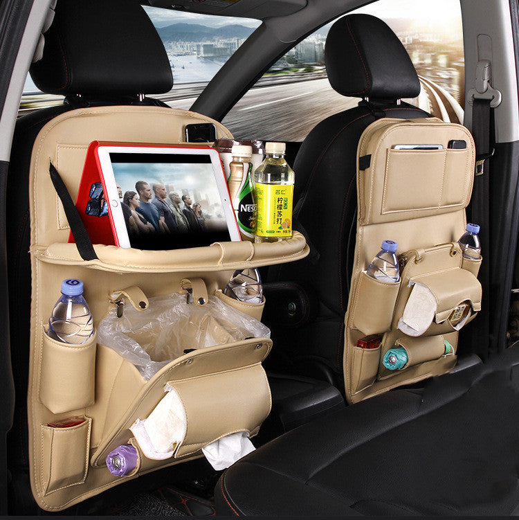 DriveEase™ Leather Seat-Back Organizer & Storage Bag
