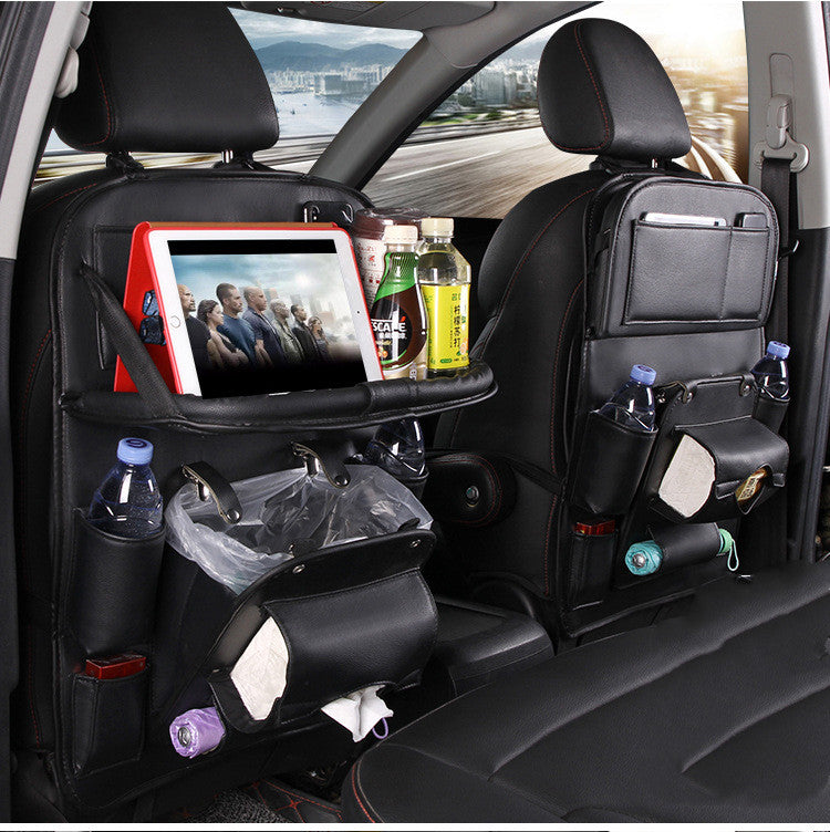 DriveEase™ Leather Seat-Back Organizer & Storage Bag