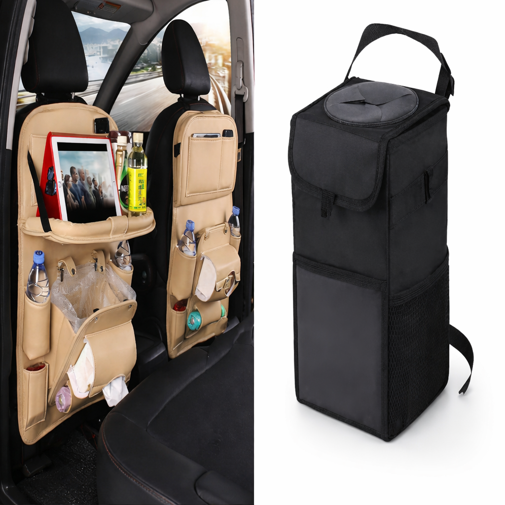 DriveEase™ Leather Seat-Back Organizer & Storage Bag